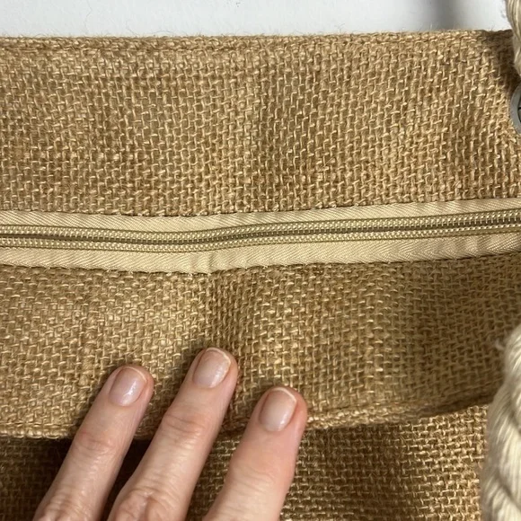 Linen Cotton Beachy Bohemian Anchor Rope Handle Large Beach Bag Market Tote - Picture 7 of 10